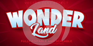 Wonder editable text effect, 3d editable red and white text style