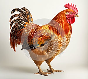 The Wonder of Nature: A Stunning Gold Phoenix Chicken, Isolated on White Background - Generative AI
