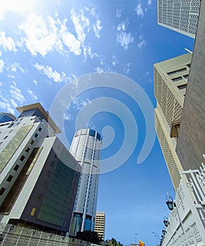 The wonder of the sky with the skyscrapers of Colombo in Sry Lanka