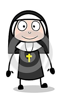 Wonder Smile - Cartoon Nun Lady Vector Illustration