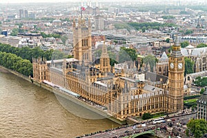Wonderful aerial view of Big Ben and Houses of Parliament in Westminster - London - UK