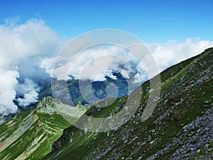 Wonderful Alpine ambiance around the top of Pizol in the mountain range Glarus Alps