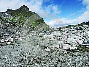 Wonderful Alpine ambiance around the top of Pizol in the mountain range Glarus Alps