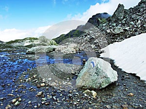 Wonderful Alpine ambiance around the top of Pizol in the mountain range Glarus Alps