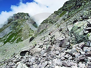 Wonderful Alpine ambiance around the top of Pizol in the mountain range Glarus Alps