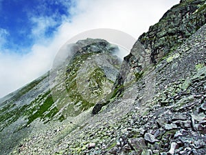 Wonderful Alpine ambiance around the top of Pizol in the mountain range Glarus Alps