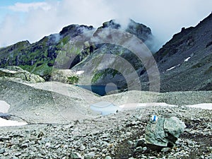 Wonderful Alpine ambiance around the top of Pizol in the mountain range Glarus Alps