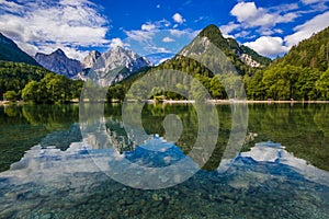 Wonderful alpine lake of Jasna in Kranjska gora, a good leisure spot for tourists, Slovenia photo