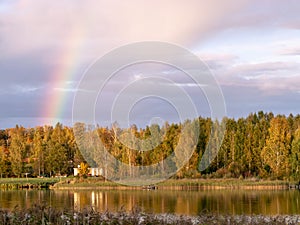 Wonderful autumn landscape with gorgeous and colorful trees by the water, beautiful reflections