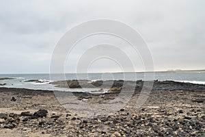 Wonderful Bay Full Of Volcanic Stones In Bajo Ballena. July 8, 2013. El Cotillo La Oliva Fuerteventura Canary Islands. Nature