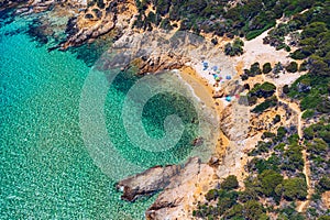 Wonderful beach di Cala Cipolla of Chia bay, Sardinia, Italy. View of beautiful beach di Cala Cipolla, Sardinia island, Italy.