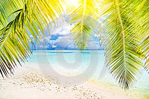 Wonderful beach landscape. Summer holiday and vacation concept. Inspirational tropical beach. Beach background banner