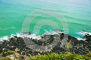 wonderful beach with mountain around, fresh air, nice view for Asian travel, ecology environment at sea area