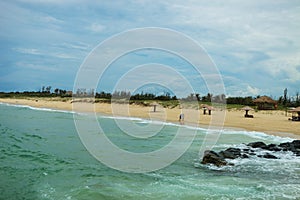 wonderful beach with mountain around, fresh air, nice view for Asian travel, ecology environment at sea area.
