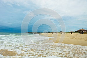 wonderful beach with mountain around, fresh air, nice view for Asian travel, ecology environment at sea area