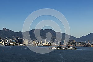 Wonderful city, Rio de Janeiro and the mountain of Christ the Redeemer or Corcovado in the background, Brazil.