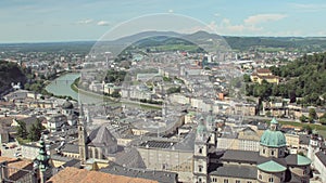 Wonderful city view on downtown of Salzburg from Hohensalzburg Fortress