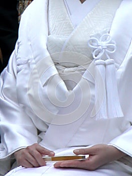 Wonderful close-up detail of a Japanese wedding dress photo