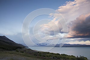 Wonderful clouds over Lake Pukaki, New Zealand