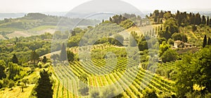 Wonderful colorful Toscana landscape on sunlight