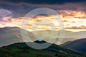 Wonderful countryside in springtime at sunset