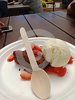 Wonderful Dessert containing Ice Cream and strawberry