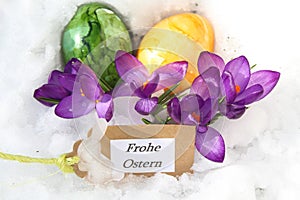 Wonderful easter decoration in the snow