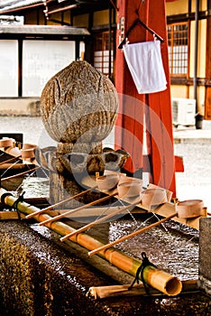 Wonderful and elegant purification fountain in Japan