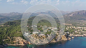 Wonderful film, video, Mallorca island coast line, isolated Camp de Mar bay