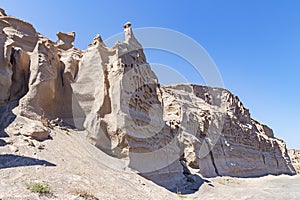 Wonderful how the erosion and the sea have transformed the rocks into true works of art in Perissa, Santorini, Greece