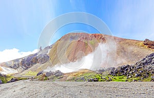 Wonderful icelandic nature landscape. Fjallabak Nature Reserve. Brennisteinsalda volcano