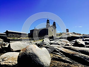 Wonderful landscape of an ancient church at the top of a mountain, Spain. Hermosa iglesia antigua en el tope de una montaÃ±a.