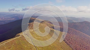 Wonderful landscape from a bird's eye view. Aerial photography of the Magura-Jide mountain range in the Carpathians