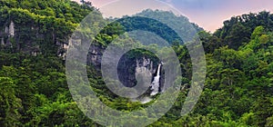 Wonderful Landscape of Cascade Waterfall in Tropical Rainforest