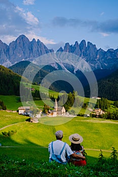 Wonderful landscape from Santa Maddalena Village in Dolomites Italy, Santa Magdalena village magical Dolomites mountains