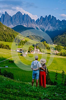 Wonderful landscape from Santa Maddalena Village in Dolomites Italy, Santa Magdalena village magical Dolomites mountains