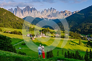 Wonderful landscape from Santa Maddalena Village in Dolomites Italy, Santa Magdalena village magical Dolomites mountains