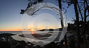 Wonderful landscape of the Spanish Shore at sunset. Hermoso atardecer en el mar. photo