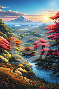 Wonderful landscape view illustration