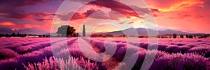 Wonderful lavender fields in pastel and soothing colors . Generative Ai