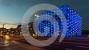 The Ars Electronica Center in blue in Linz photo