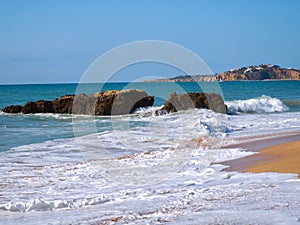 Wonderful long beach in Albufeira in Portugal