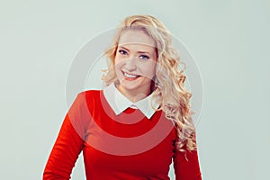 Wonderful modern woman in red dress