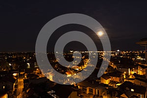 Wonderful moonlight over Zagreb city at night