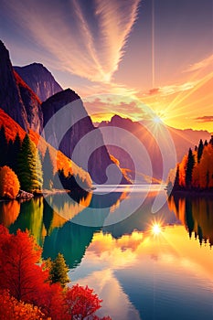 Wonderful mountain landscape oneirically environment breathtaking view beauty generated by ai