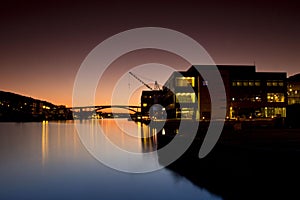 Wonderful night of harbor at Bergen, Norway