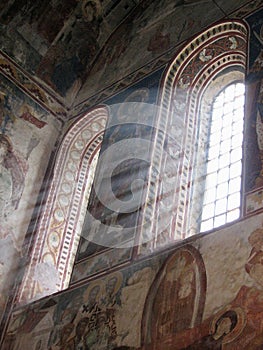 The wonderful painted interior of the sunny Gelati Monastery in rural Georgia