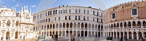 Wonderful panorama from inside the courtyard of the Doge`s Palace, Piazza San Marco in Venice in Veneto, Italy