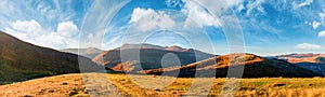 Wonderful panorama of mountain ridge in autumn