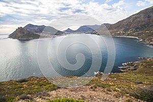 Wonderful panorama view on Hout Bay from Chapmans Peak Drive